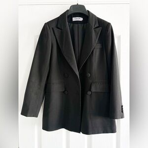 LISUEYNE Black Double-Breasted Tailored Blazer
